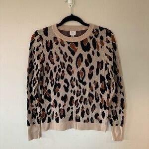 a new day Animal Print Sweater - Cream and Brown